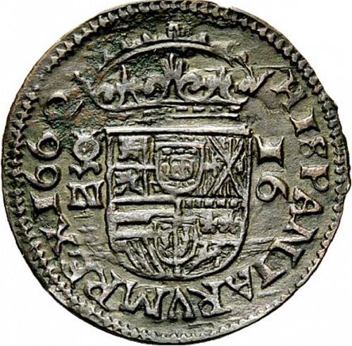 16 Maravedies Reverse Image minted in SPAIN in 1662N (1621-65  -  FELIPE IV)  - The Coin Database