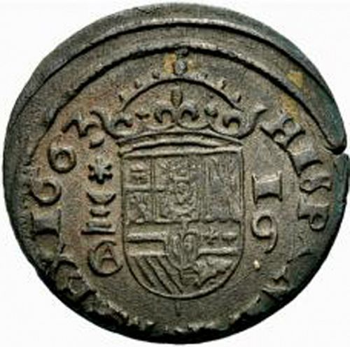 16 Maravedies Reverse Image minted in SPAIN in 1663CA (1621-65  -  FELIPE IV)  - The Coin Database