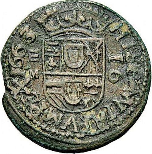 16 Maravedies Reverse Image minted in SPAIN in 1663M (1621-65  -  FELIPE IV)  - The Coin Database