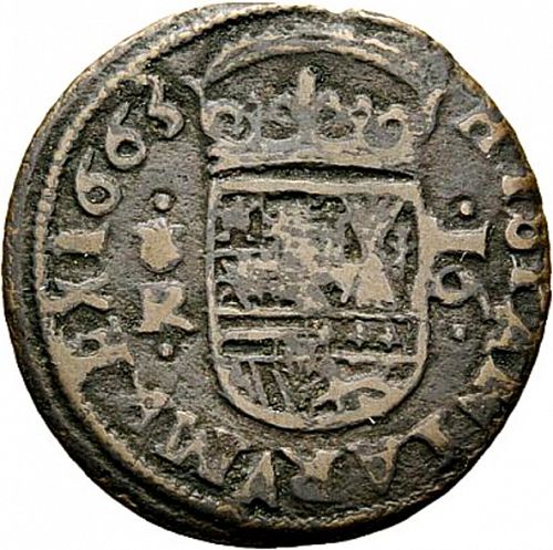 16 Maravedies Reverse Image minted in SPAIN in 1663R (1621-65  -  FELIPE IV)  - The Coin Database