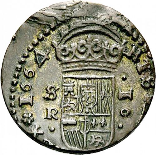 16 Maravedies Reverse Image minted in SPAIN in 1664R (1621-65  -  FELIPE IV)  - The Coin Database