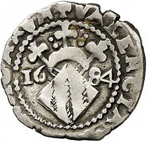 Dieciocheno Reverse Image minted in SPAIN in 1684 (1665-00  -  CARLOS II - Local Coinage)  - The Coin Database