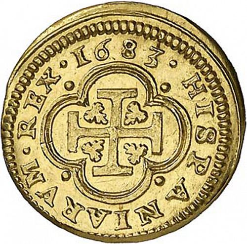 1 Escudo Reverse Image minted in SPAIN in 1683BR (1665-00  -  CARLOS II)  - The Coin Database