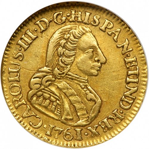1 Escudo Obverse Image minted in SPAIN in 1761JM (1759-88  -  CARLOS III)  - The Coin Database