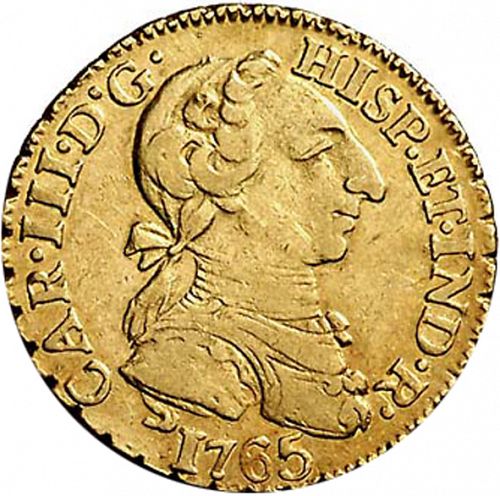 1 Escudo Obverse Image minted in SPAIN in 1765MF (1759-88  -  CARLOS III)  - The Coin Database