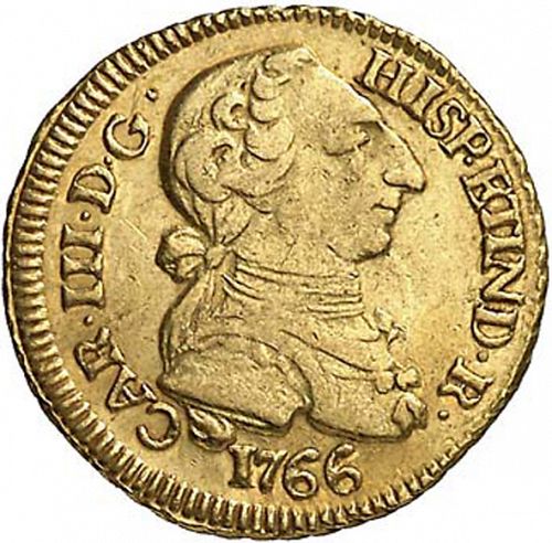 1 Escudo Obverse Image minted in SPAIN in 1766V (1759-88  -  CARLOS III)  - The Coin Database