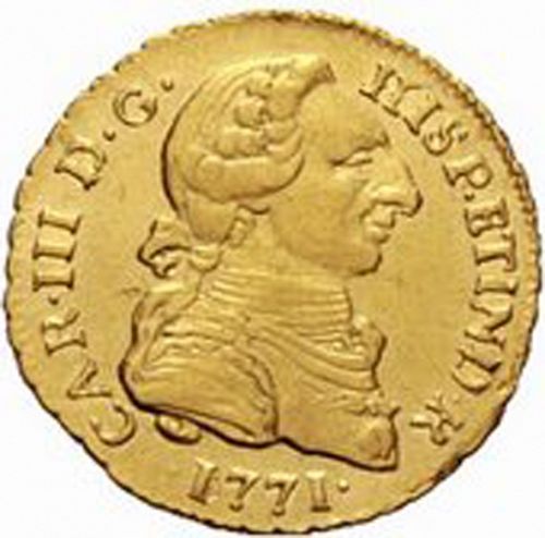 1 Escudo Obverse Image minted in SPAIN in 1771JM (1759-88  -  CARLOS III)  - The Coin Database