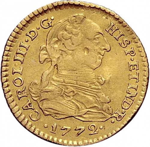 1 Escudo Obverse Image minted in SPAIN in 1772JM (1759-88  -  CARLOS III)  - The Coin Database