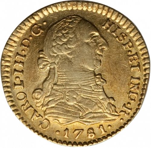 1 Escudo Obverse Image minted in SPAIN in 1781SF (1759-88  -  CARLOS III)  - The Coin Database