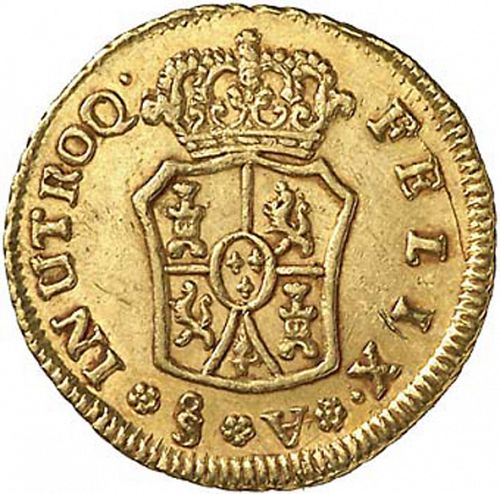 1 Escudo Reverse Image minted in SPAIN in 1766V (1759-88  -  CARLOS III)  - The Coin Database