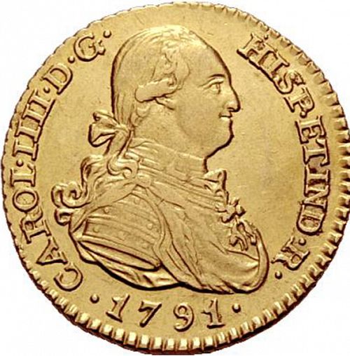 1 Escudo Obverse Image minted in SPAIN in 1791MF (1788-08  -  CARLOS IV)  - The Coin Database