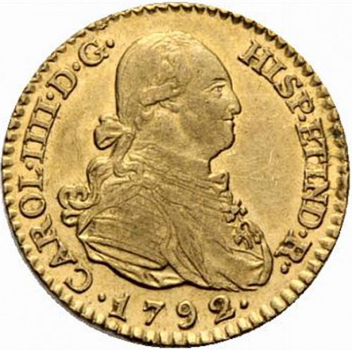 1 Escudo Obverse Image minted in SPAIN in 1792MF (1788-08  -  CARLOS IV)  - The Coin Database