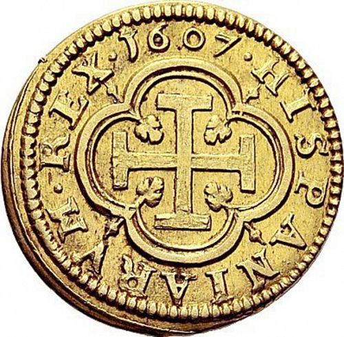 1 Escudo Reverse Image minted in SPAIN in 1607C (1598-21  -  FELIPE III)  - The Coin Database