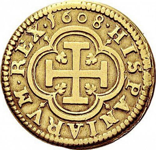 1 Escudo Reverse Image minted in SPAIN in 1608C (1598-21  -  FELIPE III)  - The Coin Database