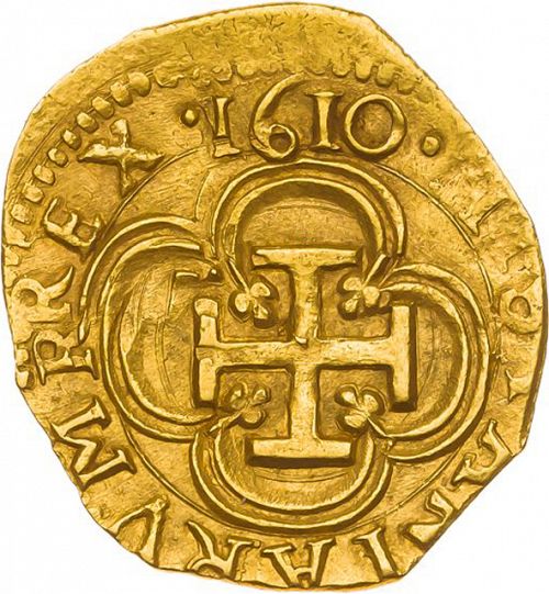 1 Escudo Reverse Image minted in SPAIN in 1610B (1598-21  -  FELIPE III)  - The Coin Database