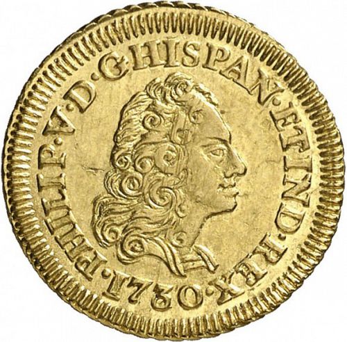 1 Escudo Obverse Image minted in SPAIN in 1730 (1700-46  -  FELIPE V)  - The Coin Database