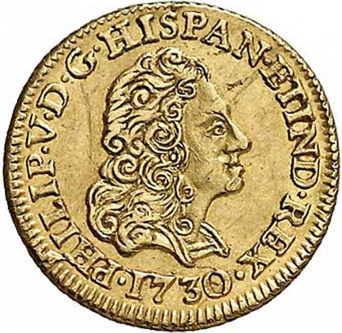 1 Escudo Obverse Image minted in SPAIN in 1730 (1700-46  -  FELIPE V)  - The Coin Database