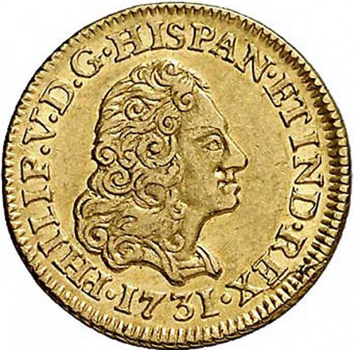 1 Escudo Obverse Image minted in SPAIN in 1731PA (1700-46  -  FELIPE V)  - The Coin Database