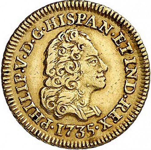 1 Escudo Obverse Image minted in SPAIN in 1735JF (1700-46  -  FELIPE V)  - The Coin Database