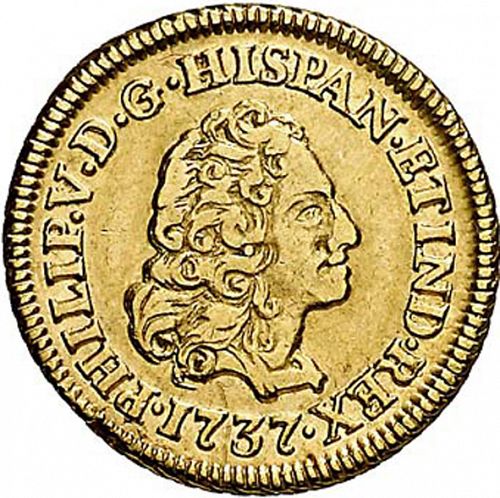 1 Escudo Obverse Image minted in SPAIN in 1737JF (1700-46  -  FELIPE V)  - The Coin Database