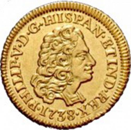 1 Escudo Obverse Image minted in SPAIN in 1738JF (1700-46  -  FELIPE V)  - The Coin Database