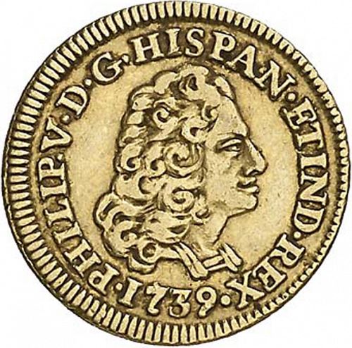 1 Escudo Obverse Image minted in SPAIN in 1739JF (1700-46  -  FELIPE V)  - The Coin Database