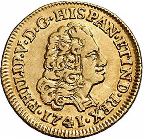 1 Escudo Obverse Image minted in SPAIN in 1741JF (1700-46  -  FELIPE V)  - The Coin Database