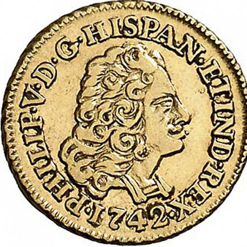 1 Escudo Obverse Image minted in SPAIN in 1742JA (1700-46  -  FELIPE V)  - The Coin Database