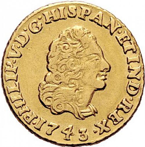 1 Escudo Obverse Image minted in SPAIN in 1743MF (1700-46  -  FELIPE V)  - The Coin Database