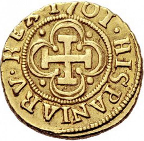 1 Escudo Reverse Image minted in SPAIN in 1701M (1700-46  -  FELIPE V)  - The Coin Database