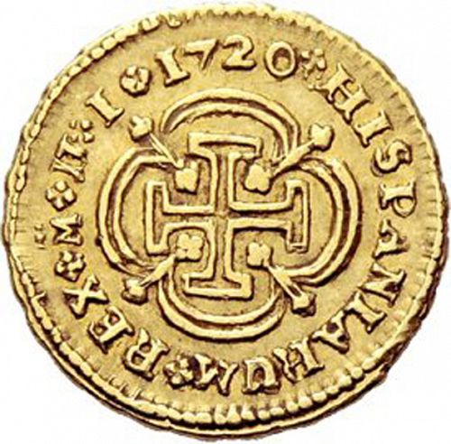 1 Escudo Reverse Image minted in SPAIN in 1720JJ (1700-46  -  FELIPE V)  - The Coin Database