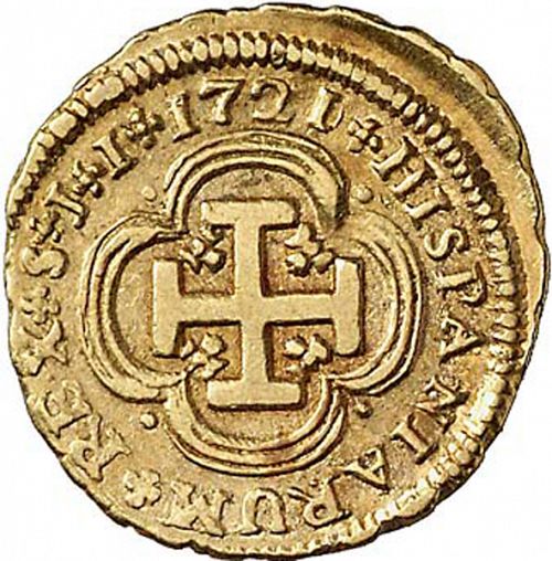 1 Escudo Reverse Image minted in SPAIN in 1721J (1700-46  -  FELIPE V)  - The Coin Database