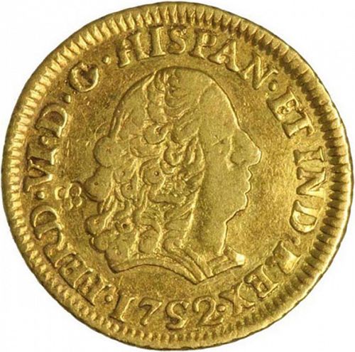 1 Escudo Obverse Image minted in SPAIN in 1752J (1746-59  -  FERNANDO VI)  - The Coin Database