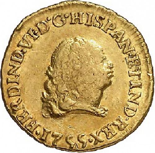 1 Escudo Obverse Image minted in SPAIN in 1755J (1746-59  -  FERNANDO VI)  - The Coin Database