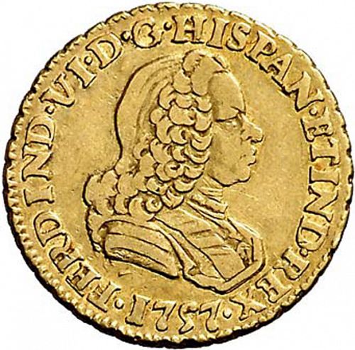 1 Escudo Obverse Image minted in SPAIN in 1757MM (1746-59  -  FERNANDO VI)  - The Coin Database