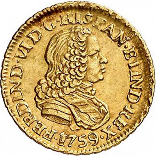 1 Escudo Obverse Image minted in SPAIN in 1759JM (1746-59  -  FERNANDO VI)  - The Coin Database