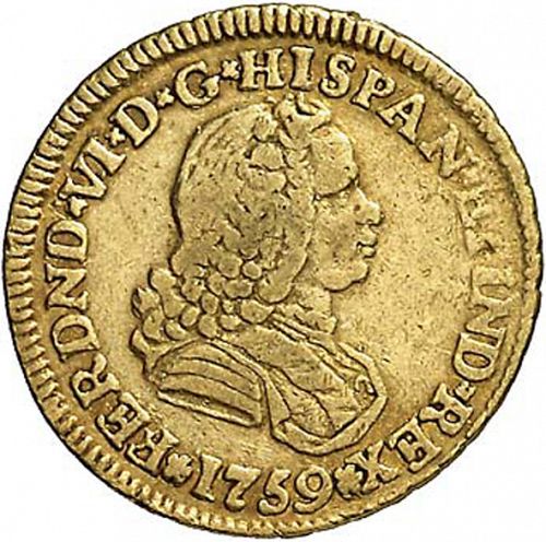 1 Escudo Obverse Image minted in SPAIN in 1759J (1746-59  -  FERNANDO VI)  - The Coin Database