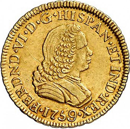 1 Escudo Obverse Image minted in SPAIN in 1759J (1746-59  -  FERNANDO VI)  - The Coin Database