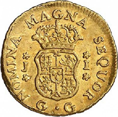 1 Escudo Reverse Image minted in SPAIN in 1755J (1746-59  -  FERNANDO VI)  - The Coin Database
