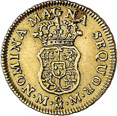 1 Escudo Reverse Image minted in SPAIN in 1756MM (1746-59  -  FERNANDO VI)  - The Coin Database