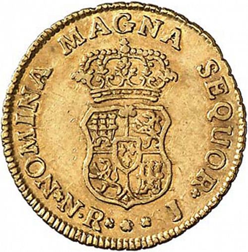 1 Escudo Reverse Image minted in SPAIN in 1758J (1746-59  -  FERNANDO VI)  - The Coin Database
