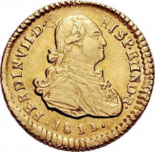 1 Escudo Obverse Image minted in SPAIN in 1811FJ (1808-33  -  FERNANDO VII)  - The Coin Database