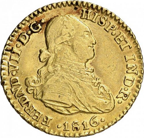 1 Escudo Obverse Image minted in SPAIN in 1816JF (1808-33  -  FERNANDO VII)  - The Coin Database