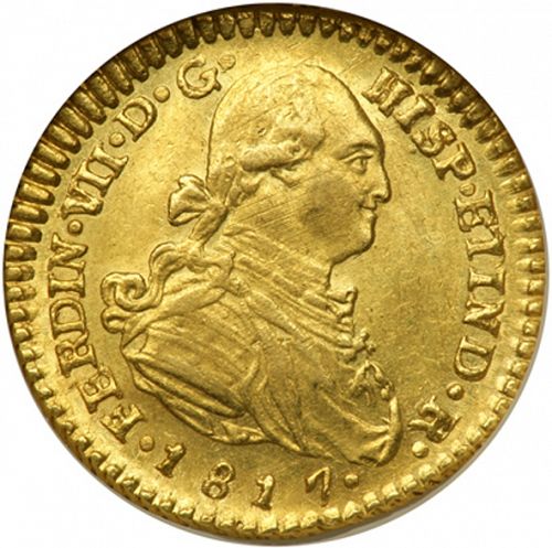 1 Escudo Obverse Image minted in SPAIN in 1817FJ (1808-33  -  FERNANDO VII)  - The Coin Database