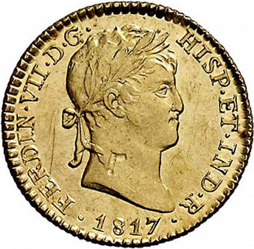 1 Escudo Obverse Image minted in SPAIN in 1817GJ (1808-33  -  FERNANDO VII)  - The Coin Database