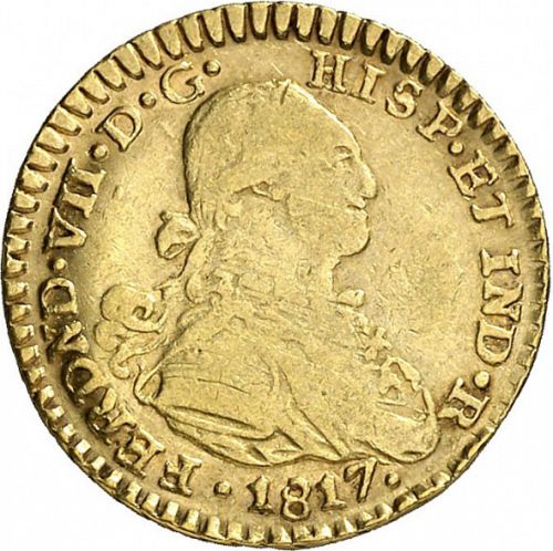1 Escudo Reverse Image minted in SPAIN in 1817JF (1808-33  -  FERNANDO VII)  - The Coin Database