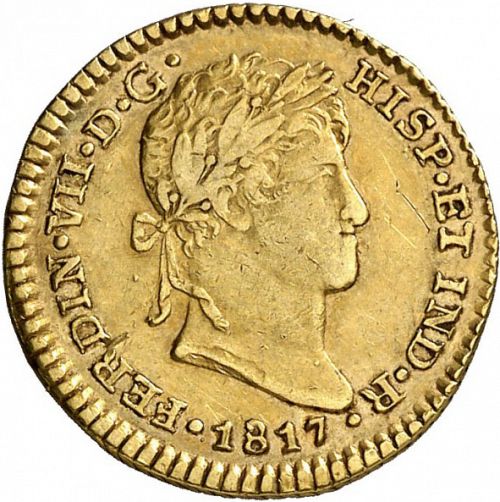 1 Escudo Obverse Image minted in SPAIN in 1817M (1808-33  -  FERNANDO VII)  - The Coin Database