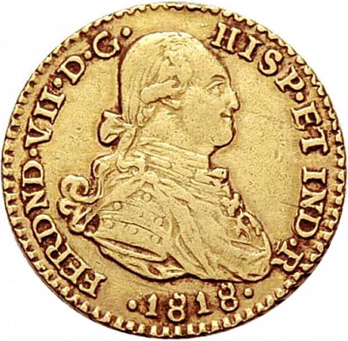1 Escudo Obverse Image minted in SPAIN in 1818JF (1808-33  -  FERNANDO VII)  - The Coin Database