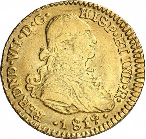 1 Escudo Obverse Image minted in SPAIN in 1819JF (1808-33  -  FERNANDO VII)  - The Coin Database