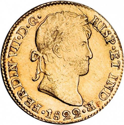 1 Escudo Obverse Image minted in SPAIN in 1822PJ (1808-33  -  FERNANDO VII)  - The Coin Database